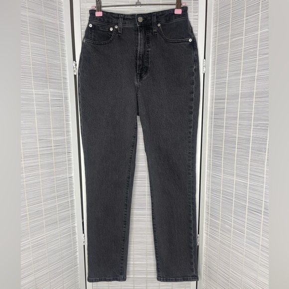 Madewell Curvy Perfect Vintage Jeans Black Gray High Rise Straight Size 25 - Picture 1 of 10
